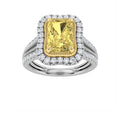 Radiant Shaped Fancy Yellow Lab Grown Diamond Split Shank Halo Engagement Ring
