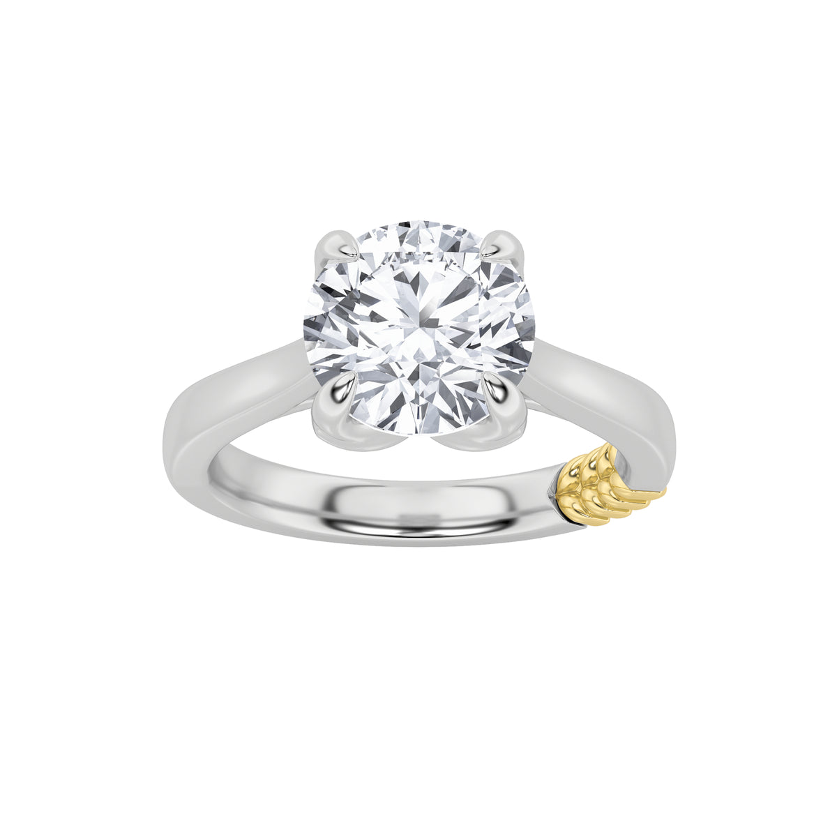 Round Shaped Lab Grown Diamond Two Tone Classic Solitaire Engagement Ring