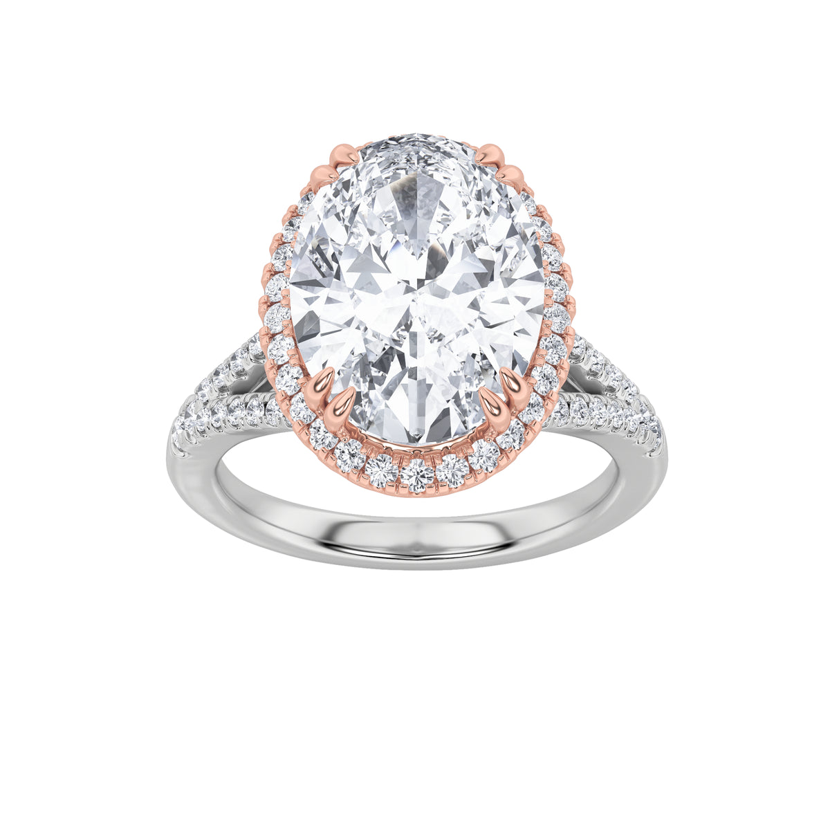 Oval Shaped Lab Grown Diamond Bold Accented Statement Engagement Ring
