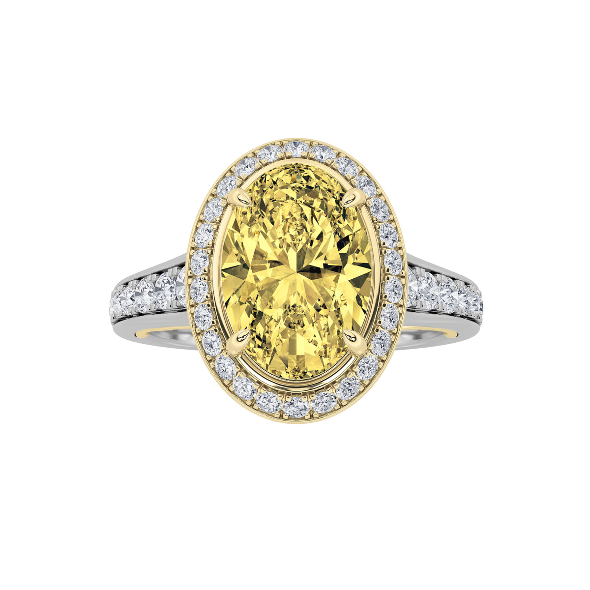 Oval Shaped Lab Grown Diamond Bold Accented Statement Engagement Ring