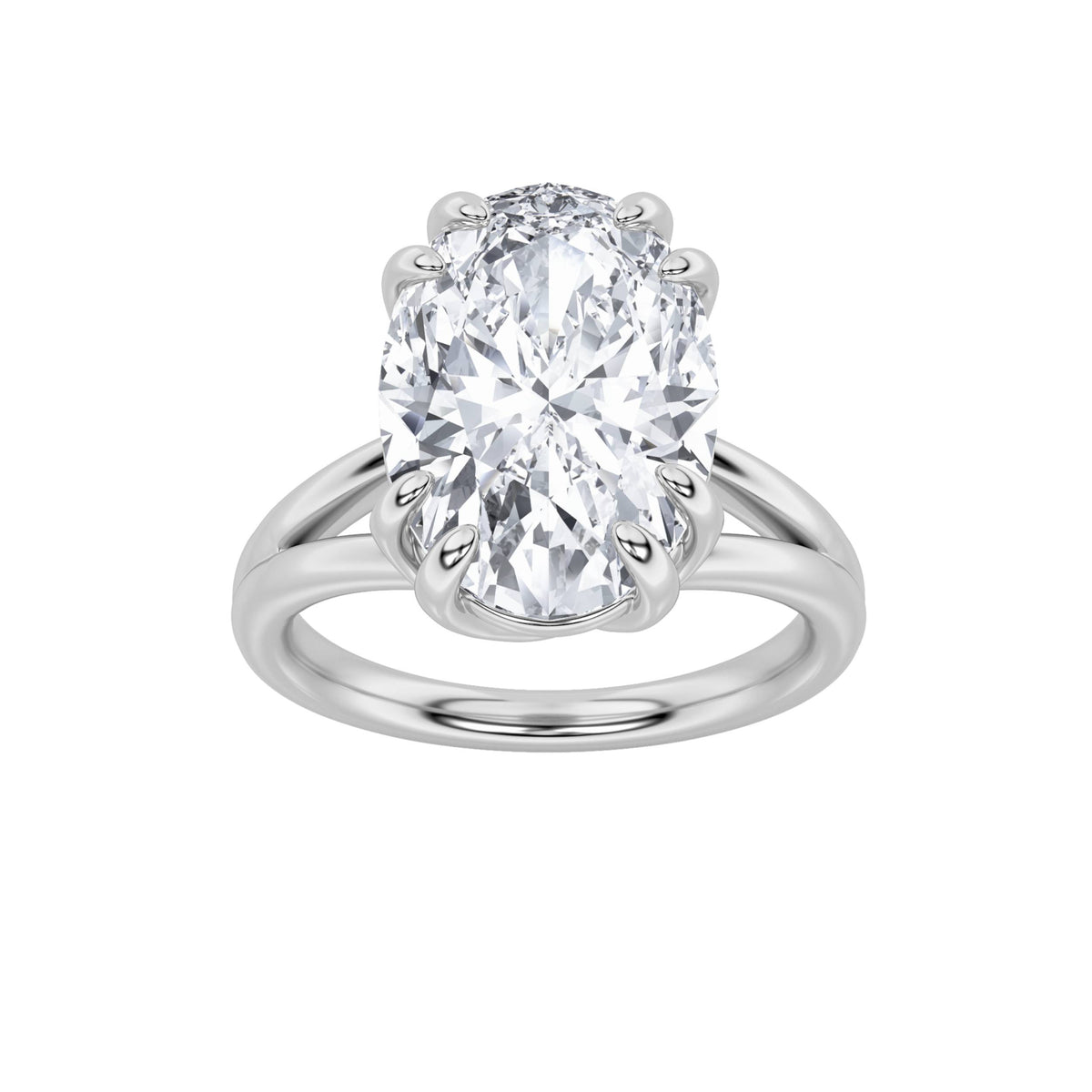 Oval Shaped Lab Grown Diamond Bold Split Shank Solitaire Engagement Ring