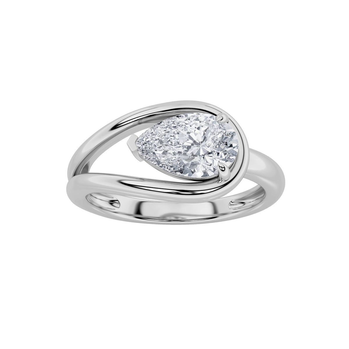 Pear Shaped Lab Grown Diamond East West Solitaire Ring