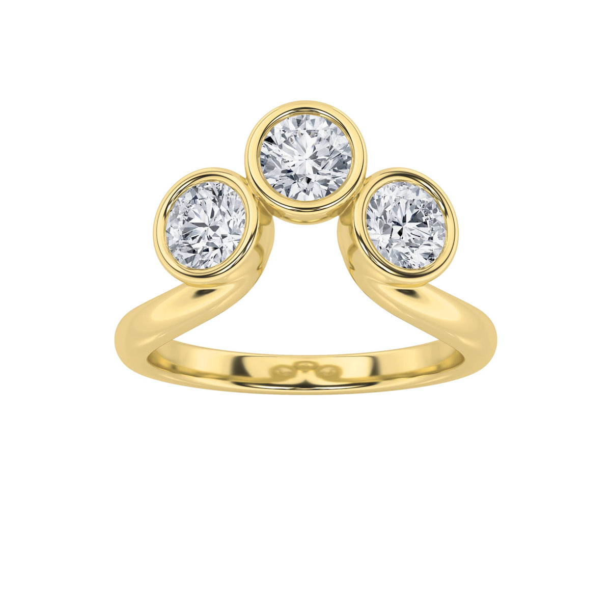 Round Shaped Lab Grown Diamond Three Stone Ring