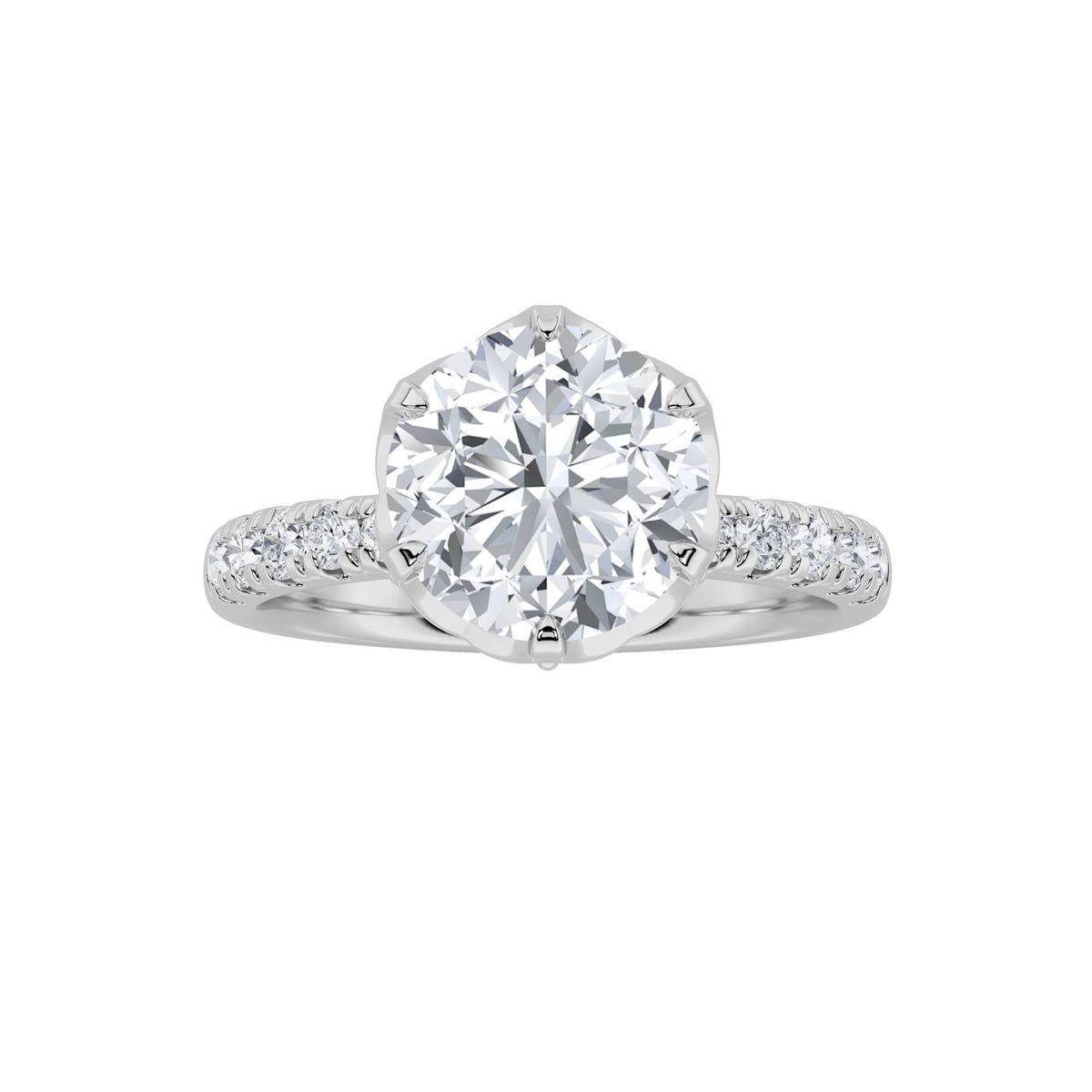 Round Shaped Lab Grown Diamond Solitaire Engagement Ring