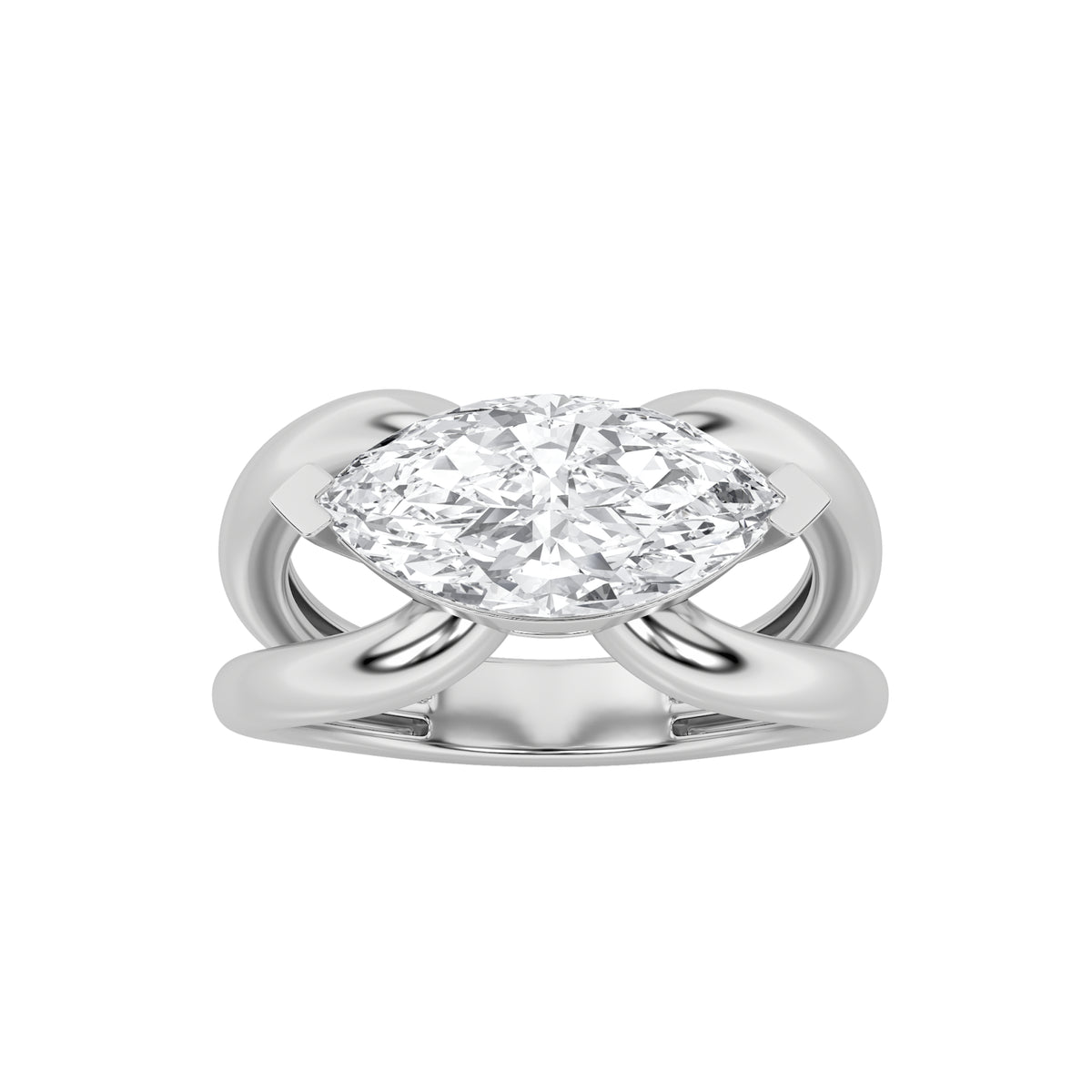 Marquise Shaped Lab Grown Diamond East West Solitaire Fancy Ring