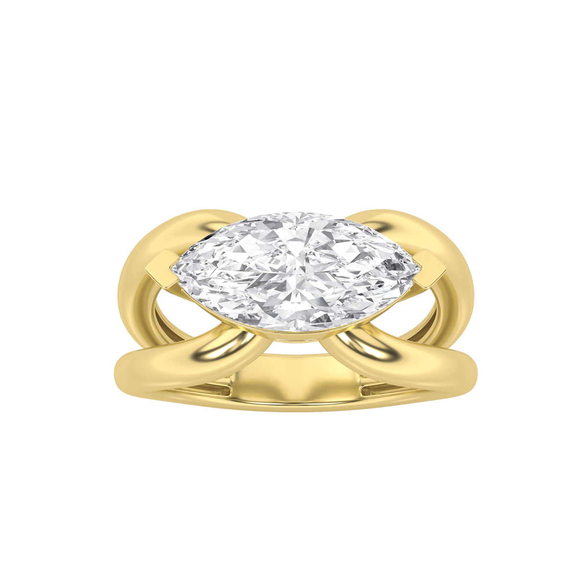 Marquise Shaped Lab Grown Diamond East West Solitaire Fancy Ring