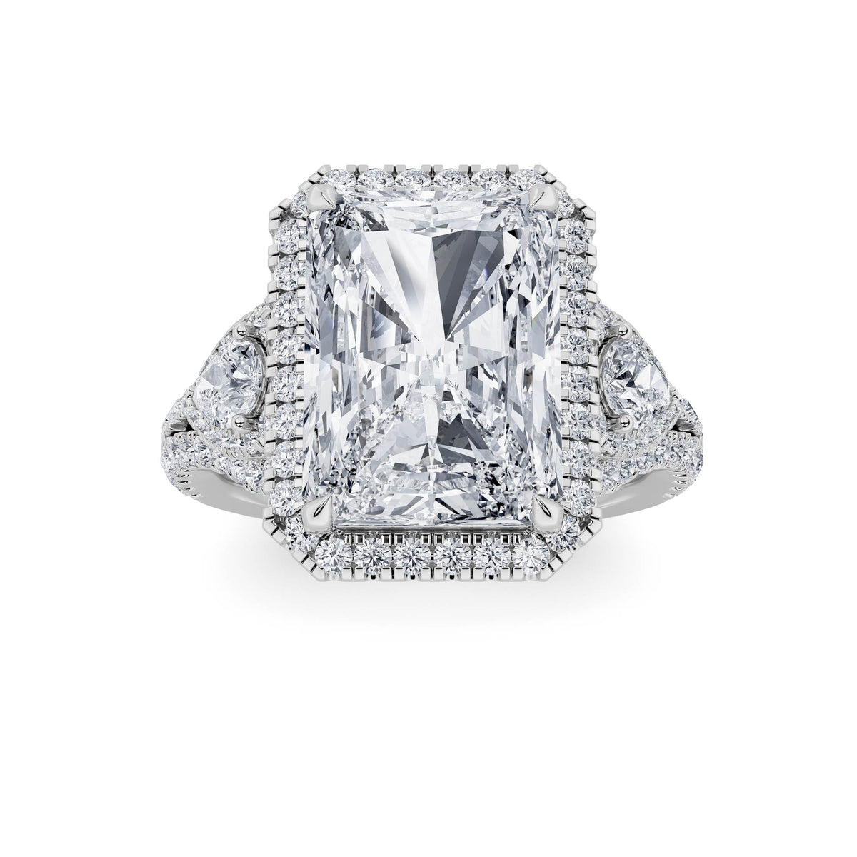 Radiant Shaped Lab Grown Diamond Bold Accented Statement Engagement Ring