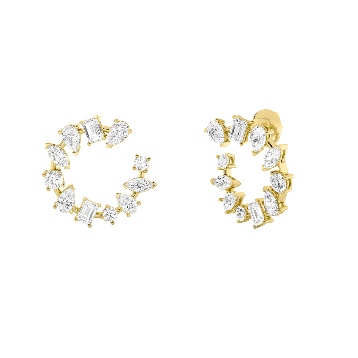 Mix Shaped Lab Grown Diamond Fancy Circle Earrings