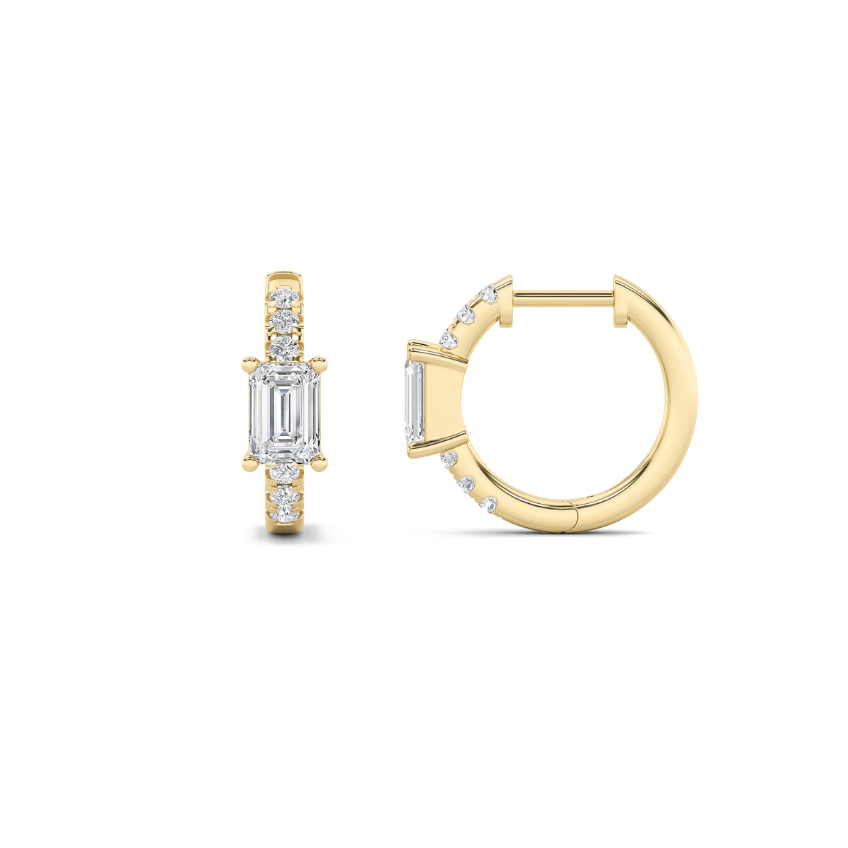 Lab Grown Diamond Solitare Accent Huggie Earrings