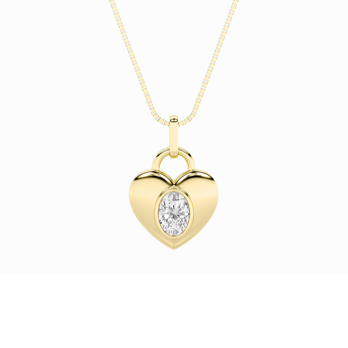 Oval Shaped Lab Grown Diamond Heart Pendant