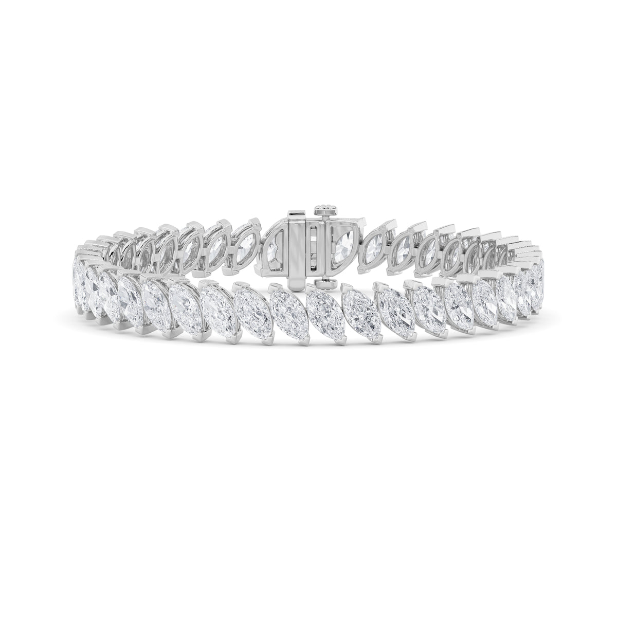 Marquise Shaped Lab Grown Diamond Angled Line Bracelet