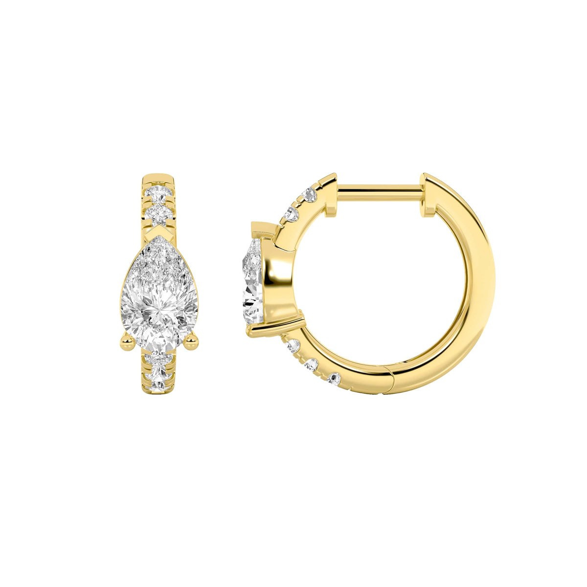 Lab Grown Diamond Solitare Accent Huggie Earrings