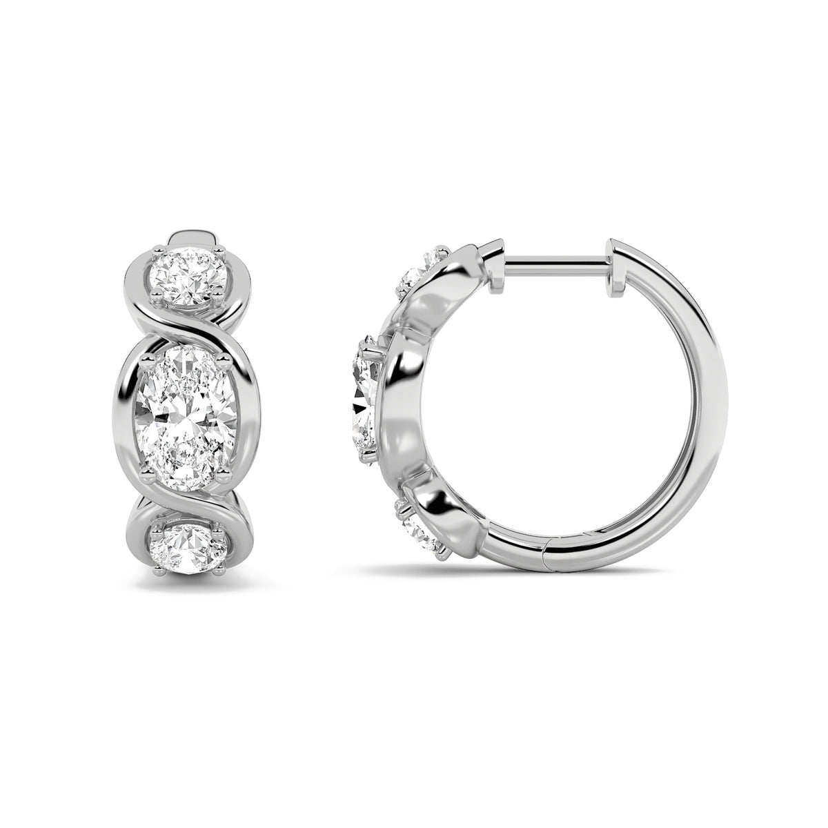Lab Grown Diamond Three Stone Earrings