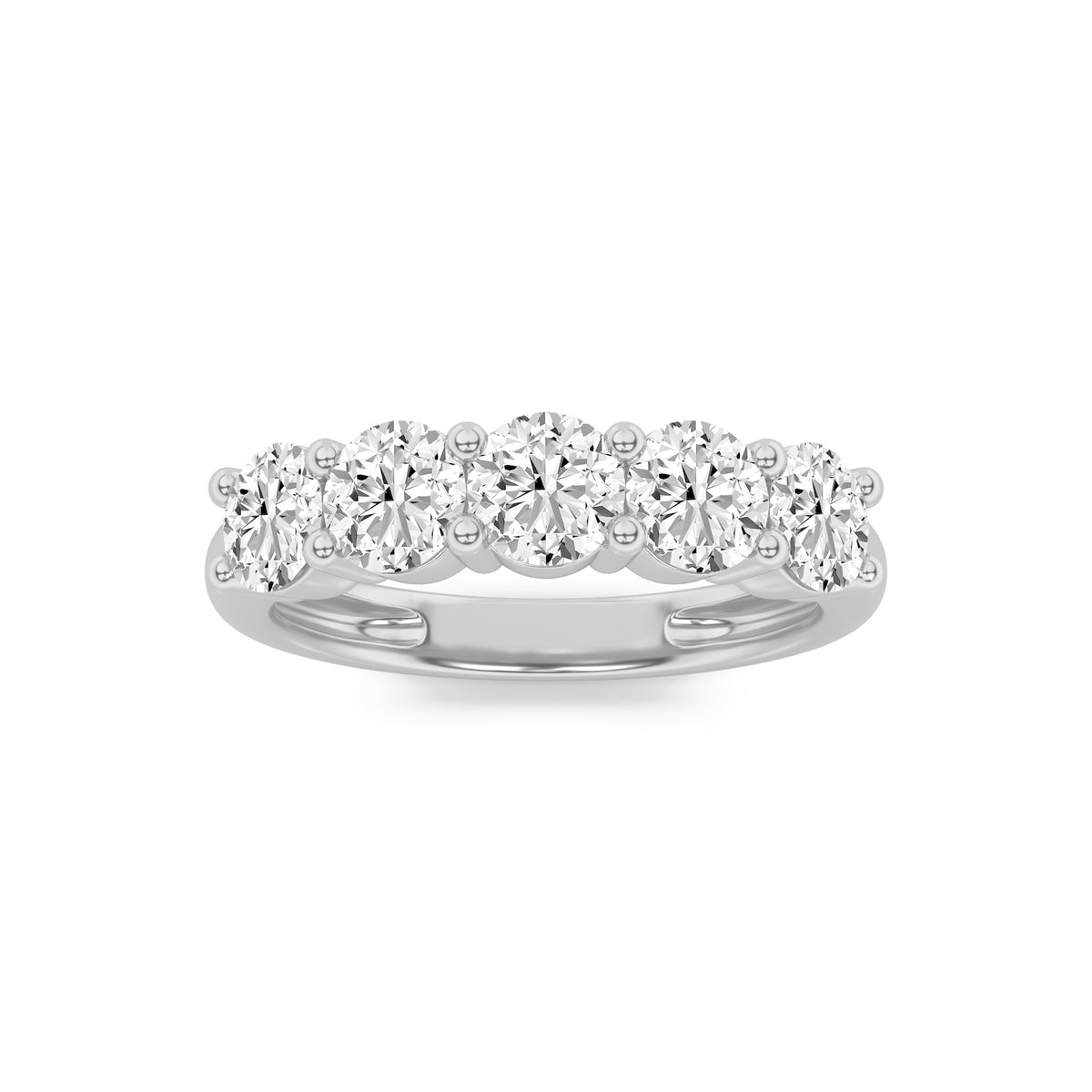 Round Shaped Lab Grown Diamond Five Stone Band Ring