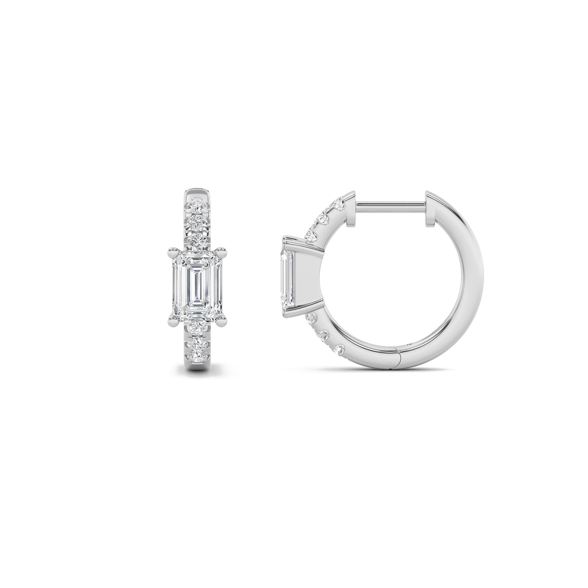 Lab Grown Diamond Solitare Accent Huggie Earrings