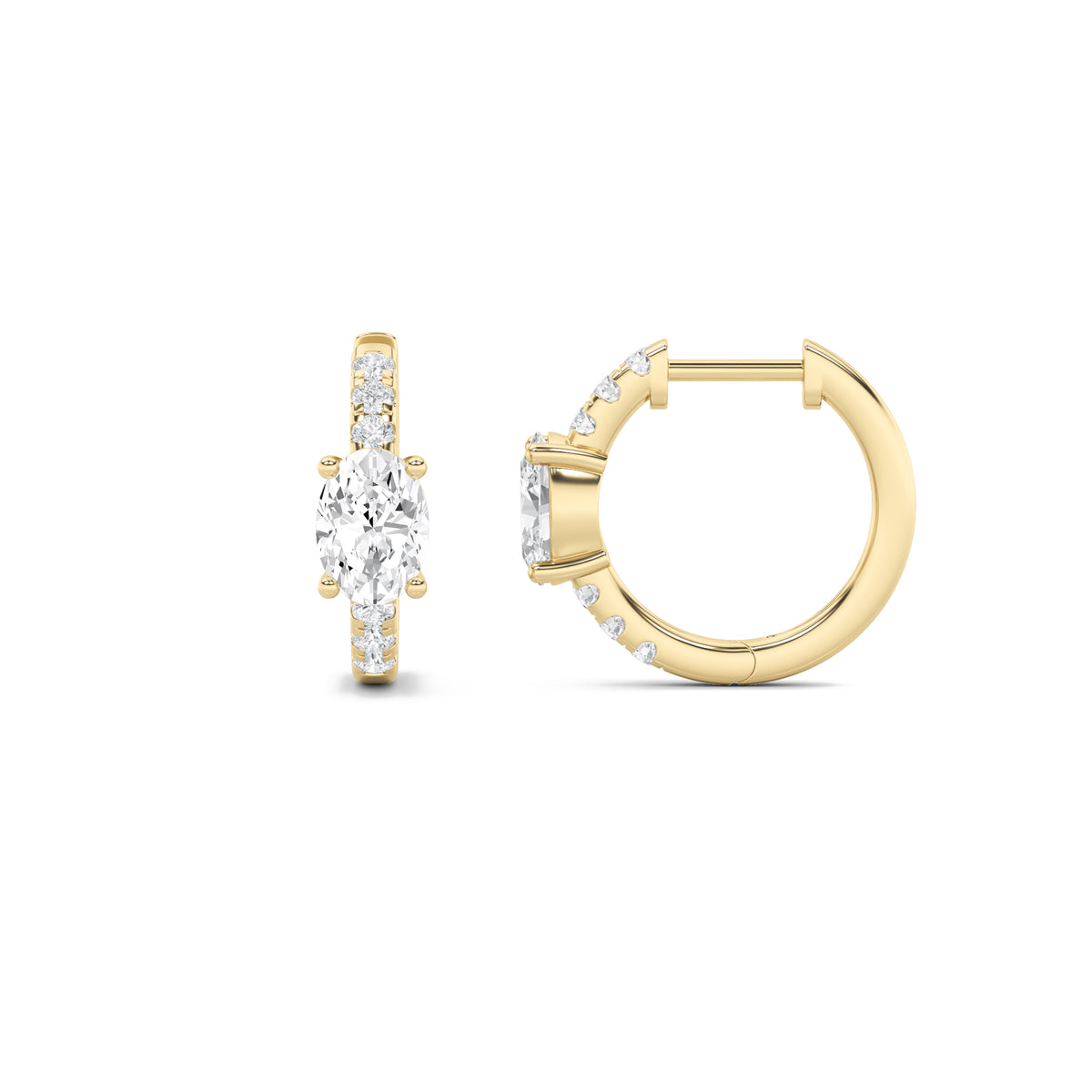 Lab Grown Diamond Solitare Accent Huggie Earrings
