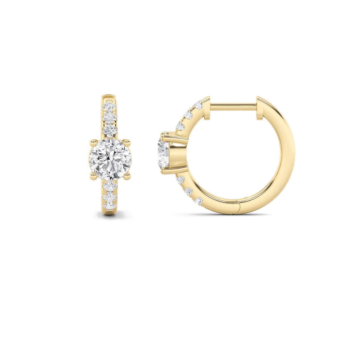 Lab Grown Diamond Solitare Accent Huggie Earrings