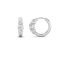 Round Shaped Lab Grown Diamond Three Stone Huggie Earrings