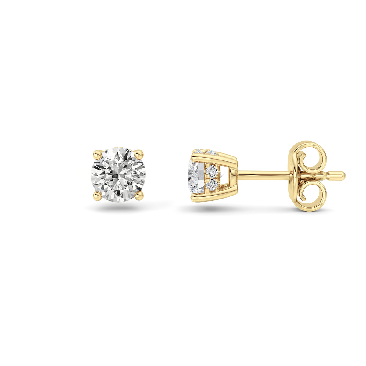 Round Shaped Lab Grown Diamond Hidden Halo Stud Earrings