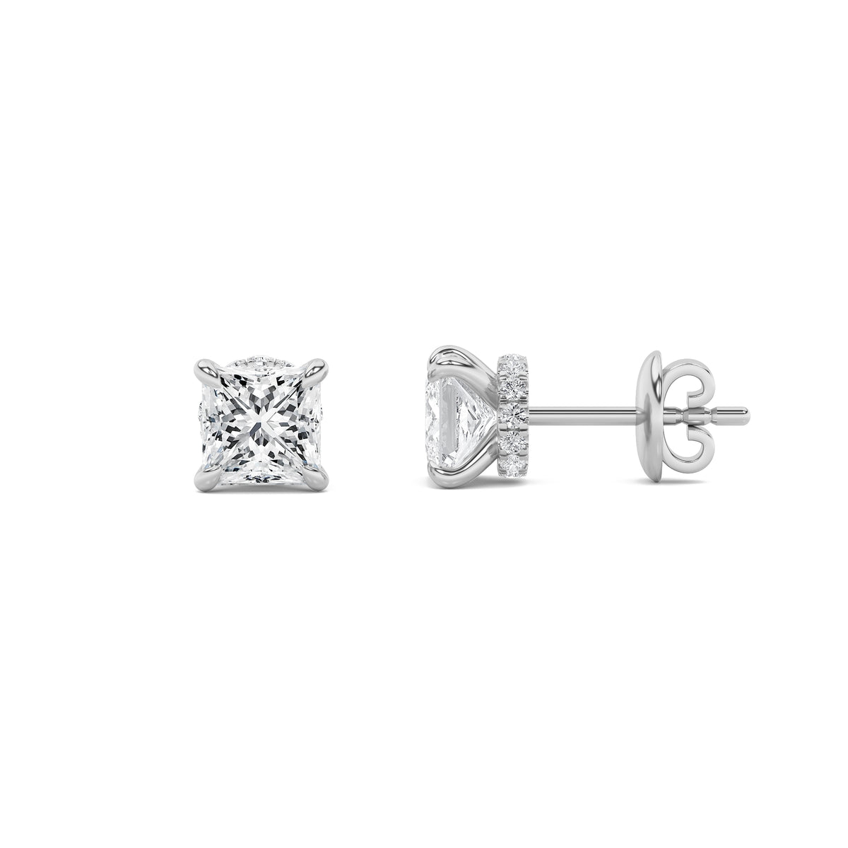 Lab Grown Diamond Hidden Halo Stud Earrings