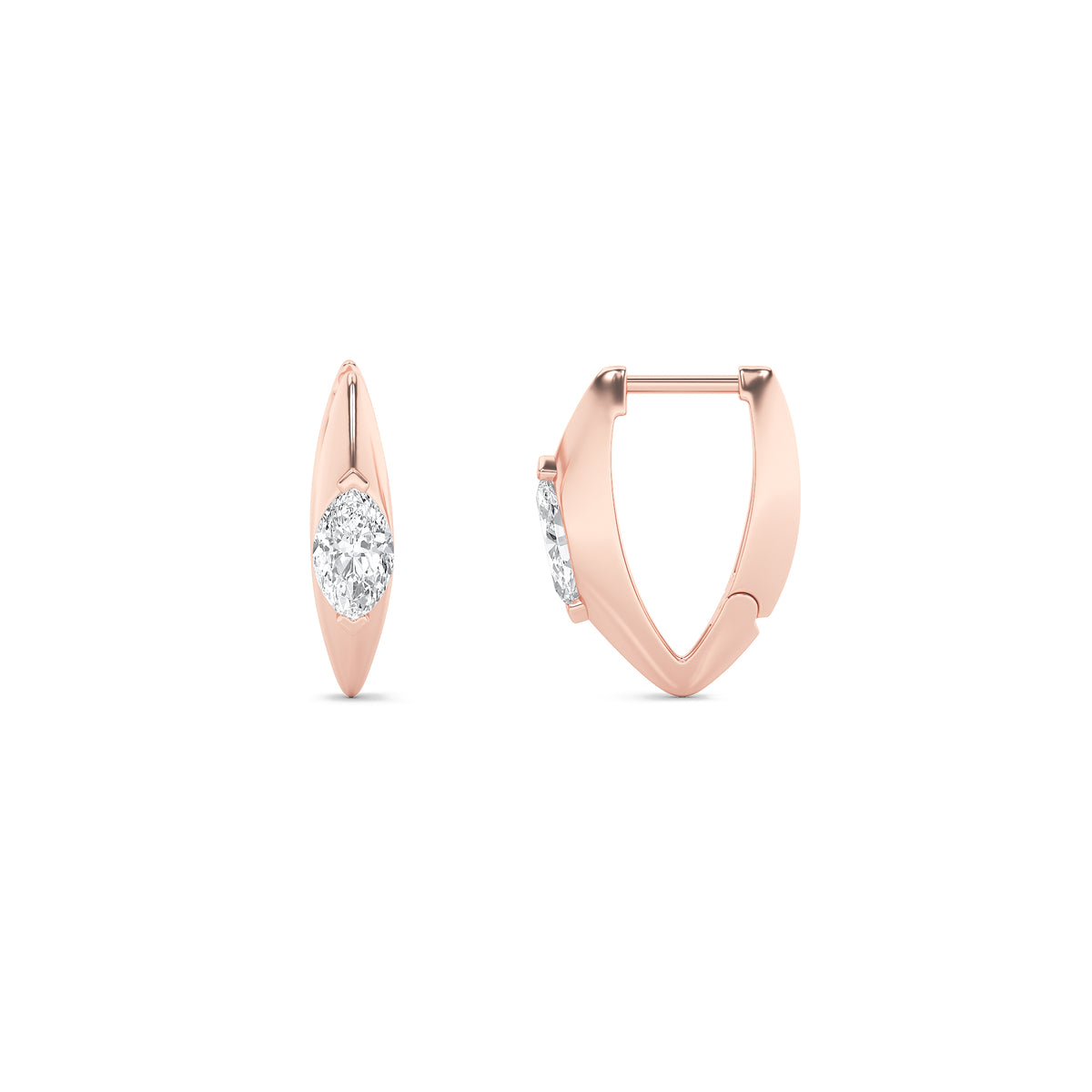 Marquise Shaped Lab Grown Diamond Solitaire Huggie Earrings