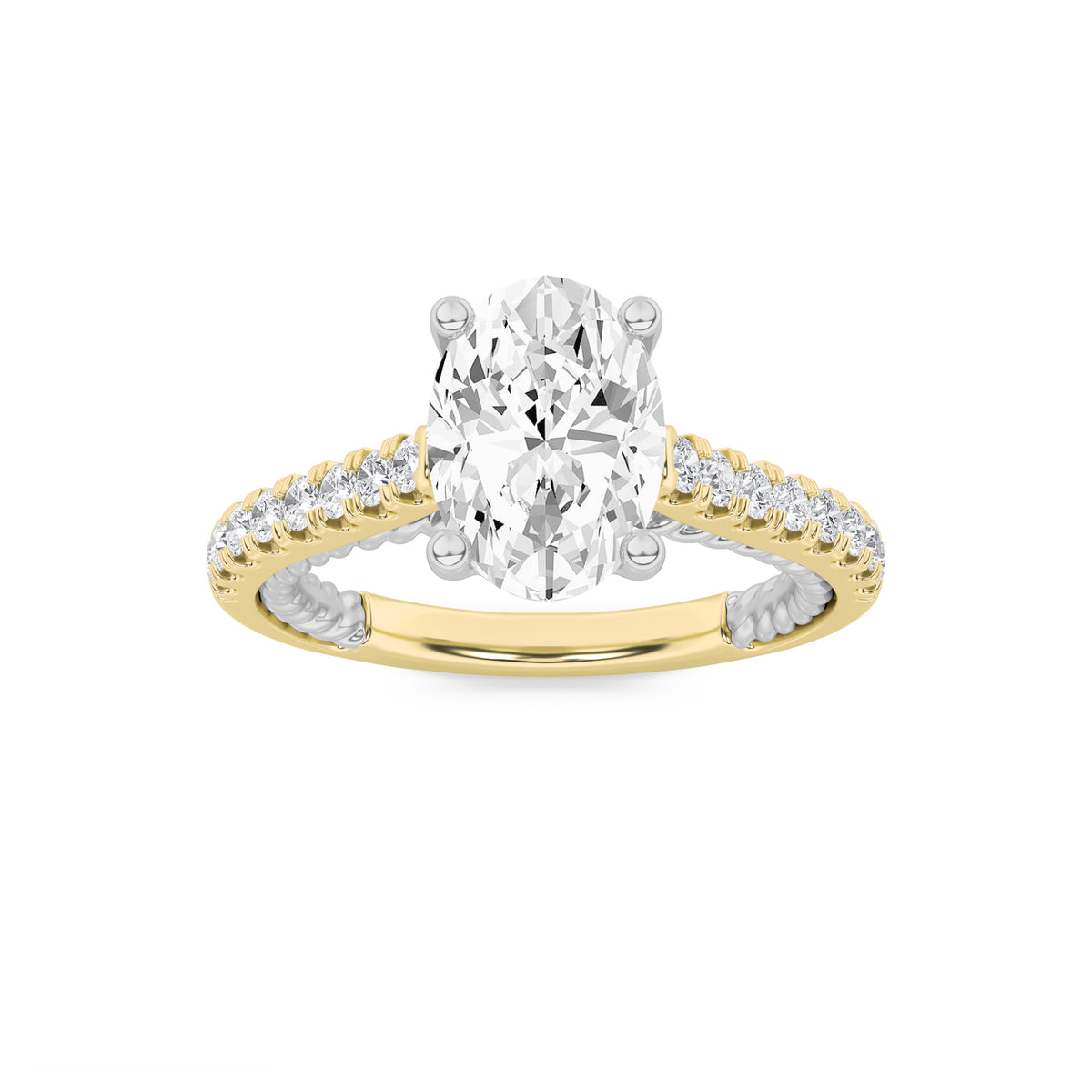 Lab Grown Diamond Two Tone Accented Rope Design Engagement Ring