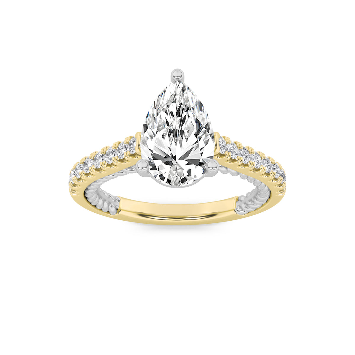Lab Grown Diamond Two Tone Accented Rope Design Engagement Ring