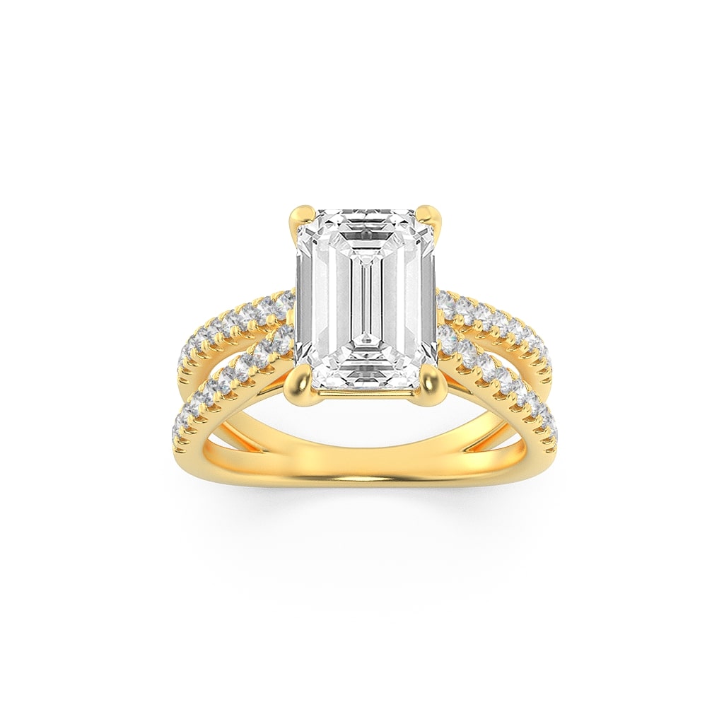 Lab Grown Diamond Cross Shank Accented Engagement Ring