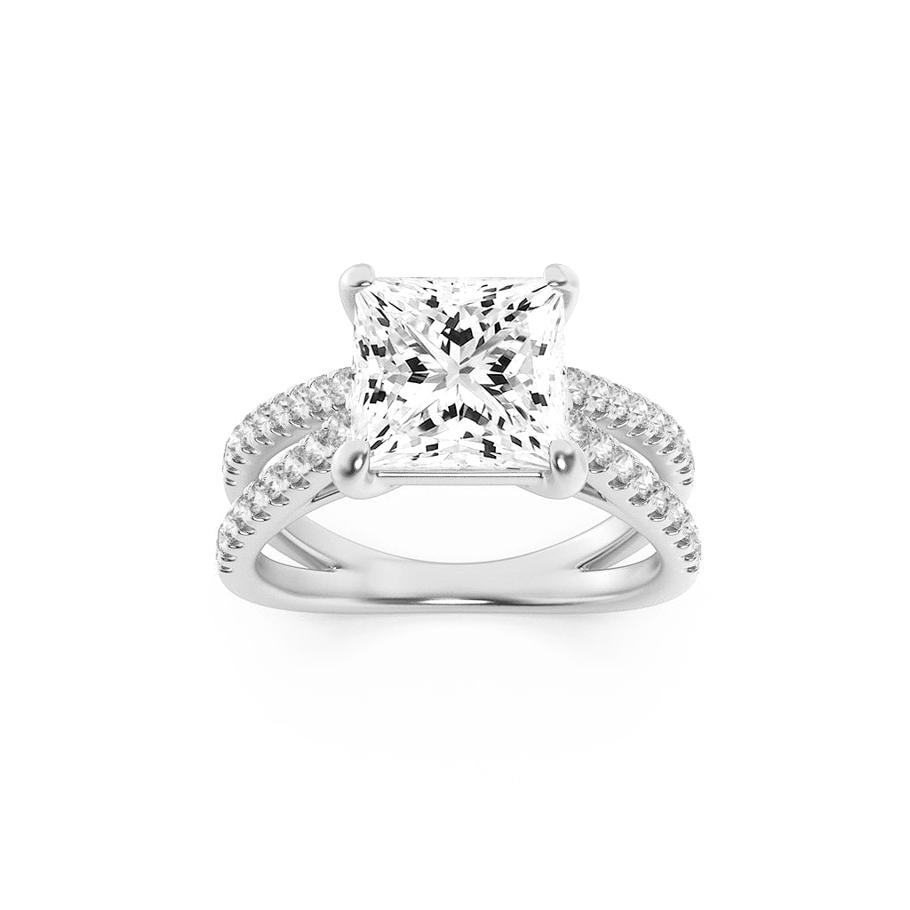 Lab Grown Diamond Cross Shank Accented Engagement Ring
