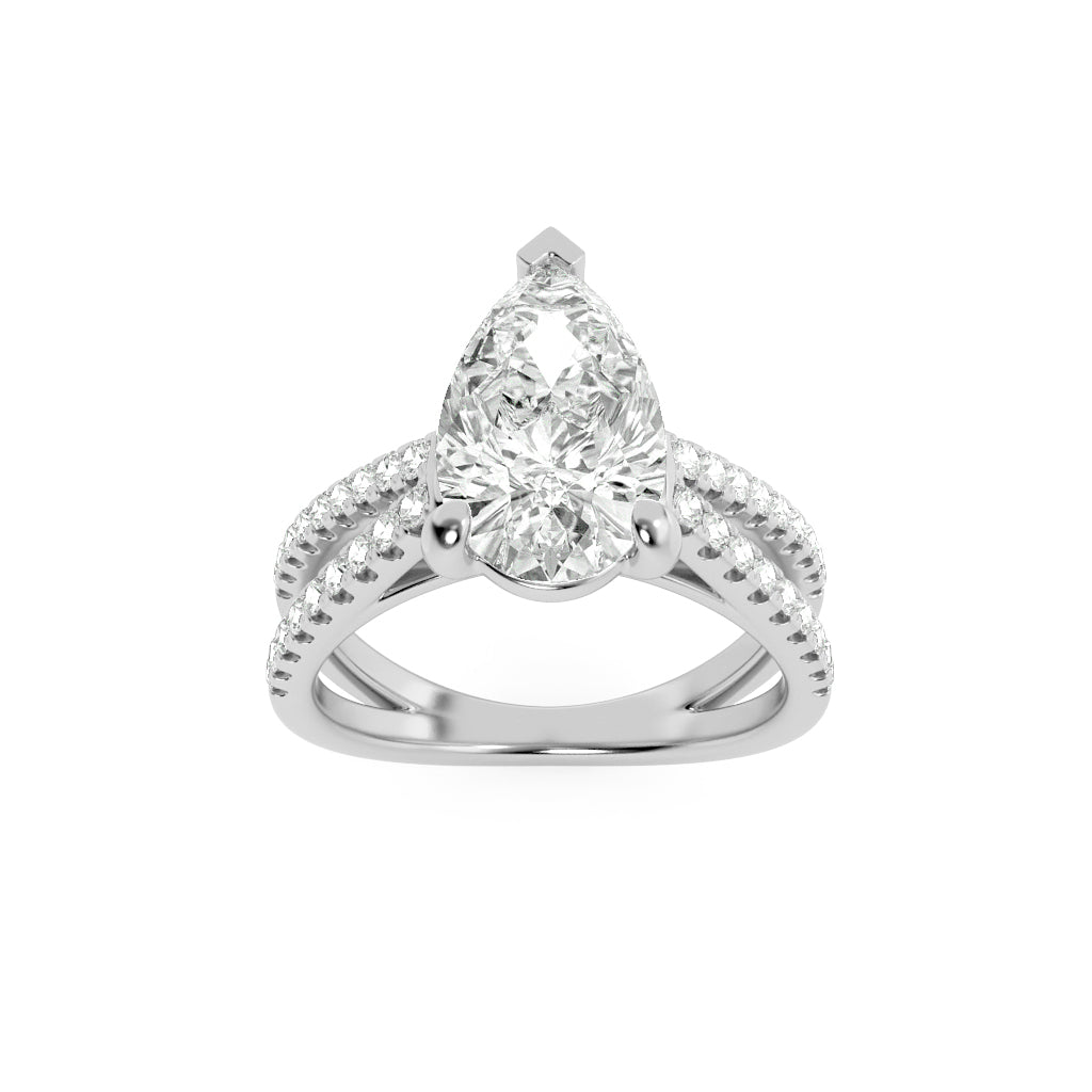 Lab Grown Diamond Cross Shank Accented Engagement Ring