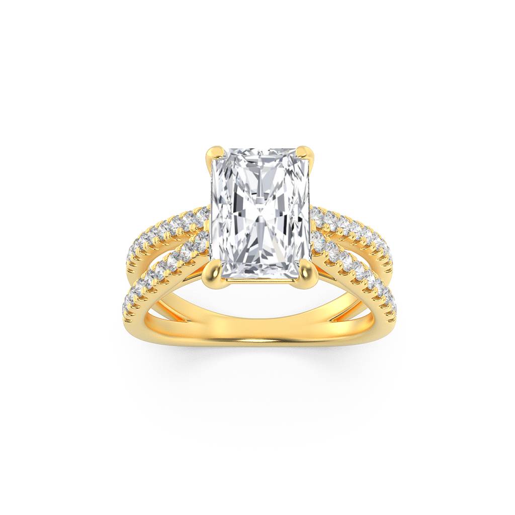 Lab Grown Diamond Cross Shank Accented Engagement Ring
