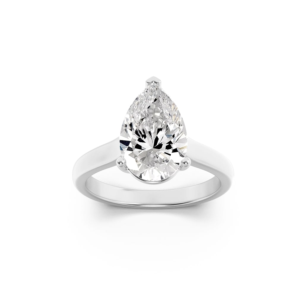 Lab Grown Diamond Plain Cathedral Trellis Shank Solitaire Engagement Ring