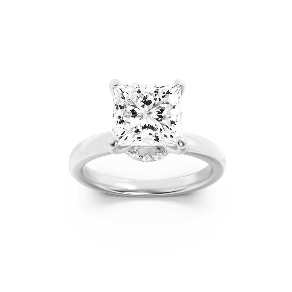 Lab Grown Diamond Hidden Halo Plain Shank Engagement Ring