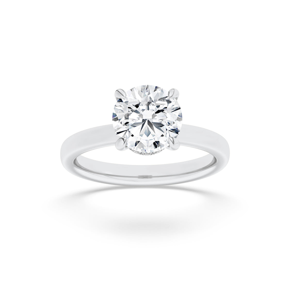 Lab Grown Diamond Hidden Halo Plain Shank Engagement Ring