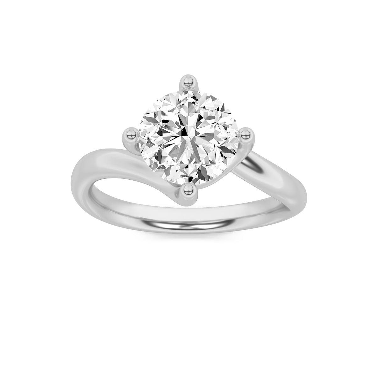 Round Shaped Lab Grown Diamond Bypass Shank Engagement Ring