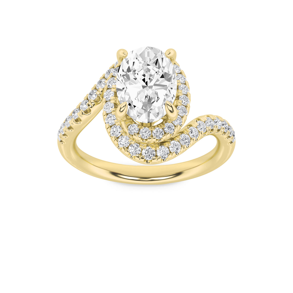 Lab Grown Diamond Swirl Accented Engagement Ring