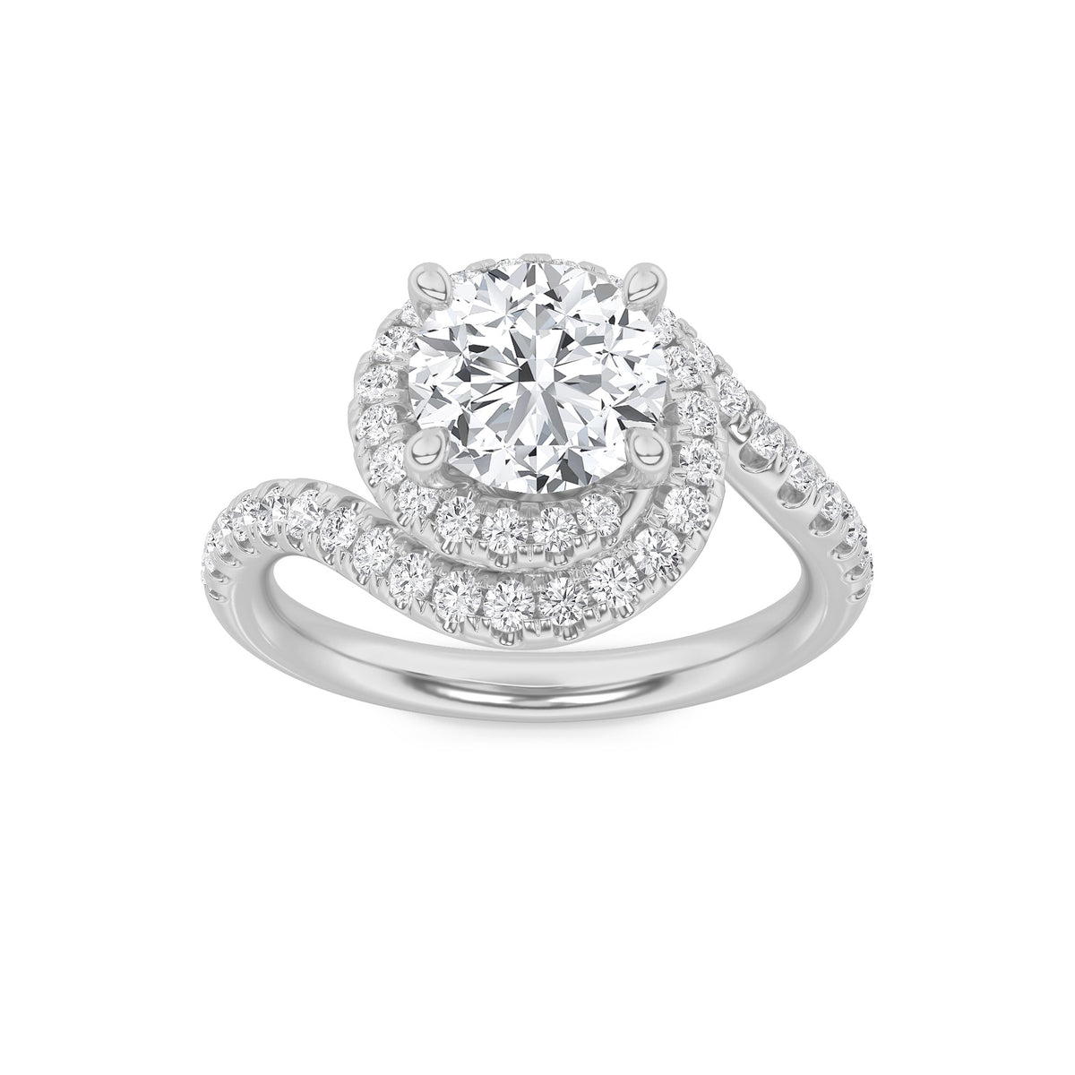 Lab Grown Diamond Swirl Accented Engagement Ring