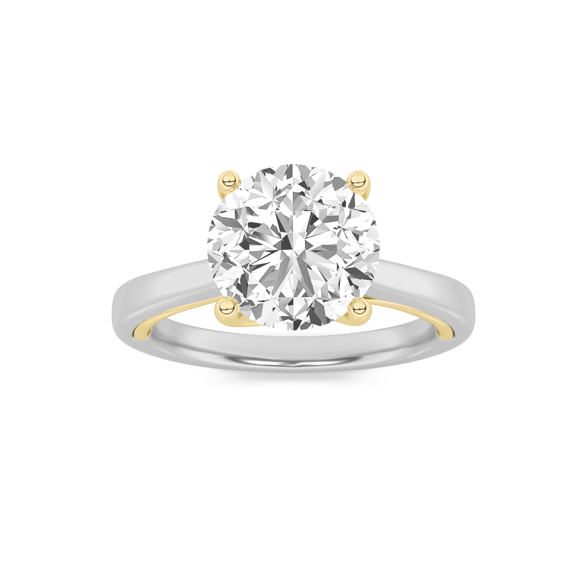 Lab Grown Diamond Two Tone Twisted Basket Cathedral Shank Solitaire Ring
