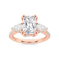 Radiant Shaped Lab Grown Diamond Accented Three Stone Ring