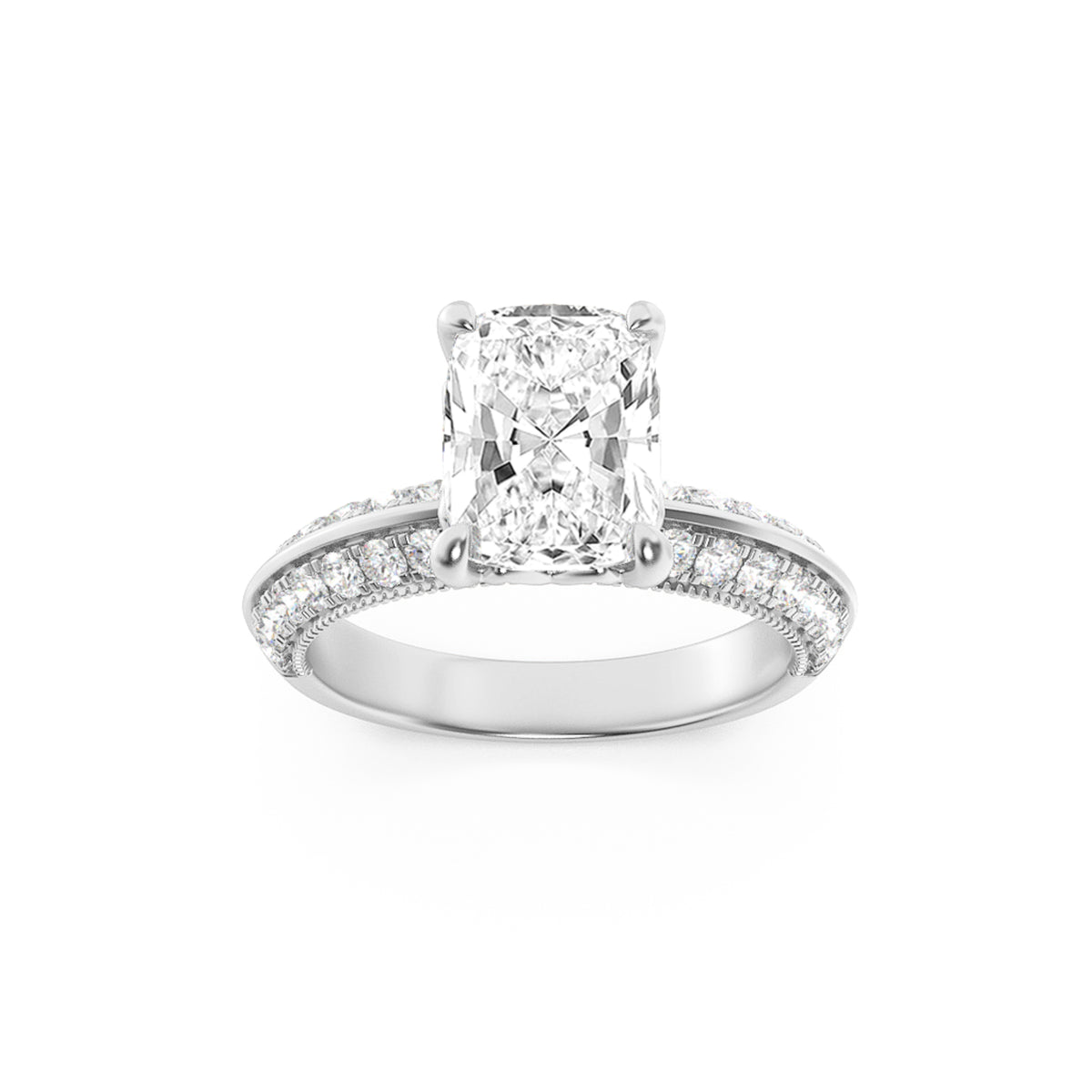 Lab Grown Diamond Three Row Micro Pave Engagement Ring
