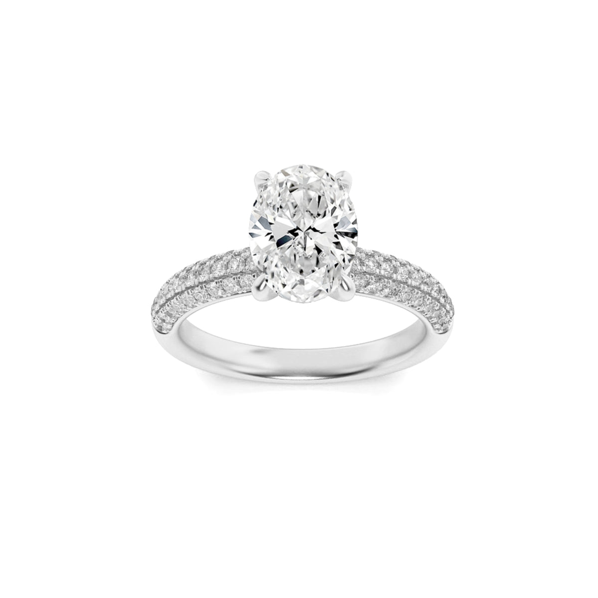 Lab Grown Diamond Three Row Micro Pave Engagement Ring