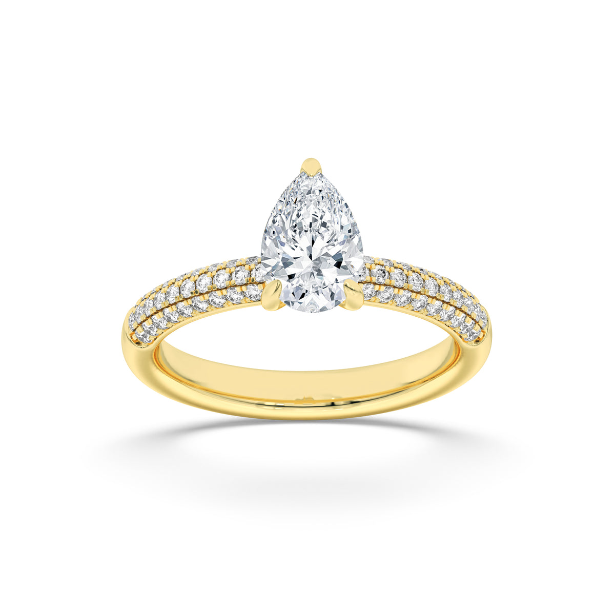 Lab Grown Diamond Three Row Micro Pave Engagement Ring