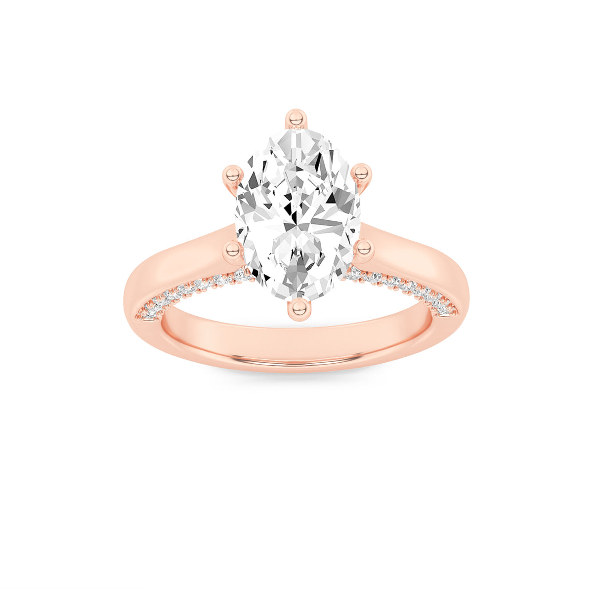 Lab Grown Diamond Tulip Motif Accented Engagement Ring