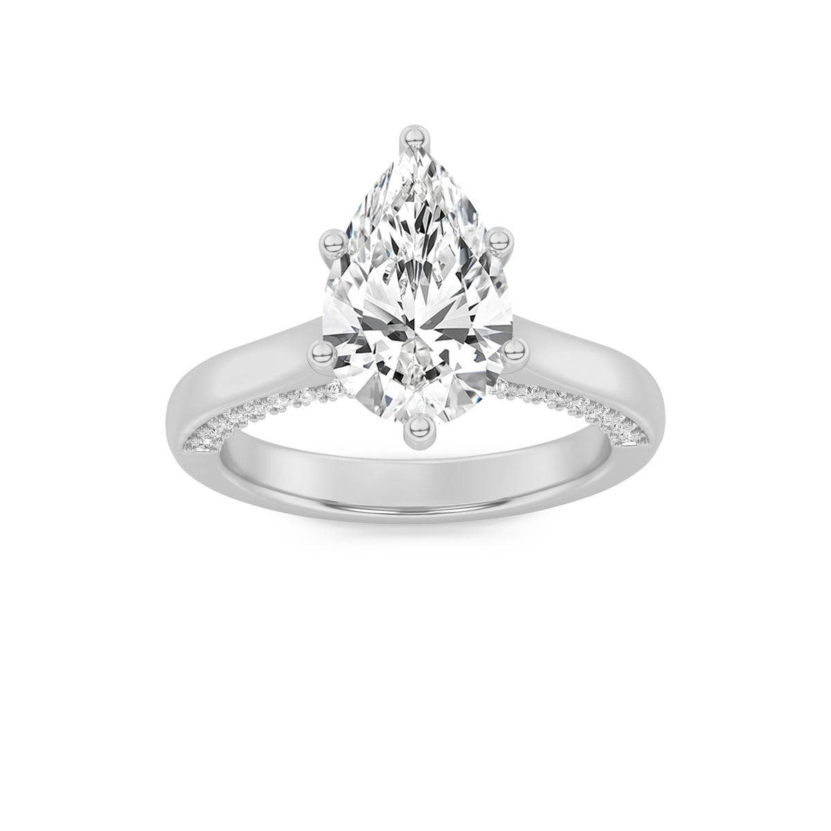 Lab Grown Diamond Tulip Motif Accented Engagement Ring
