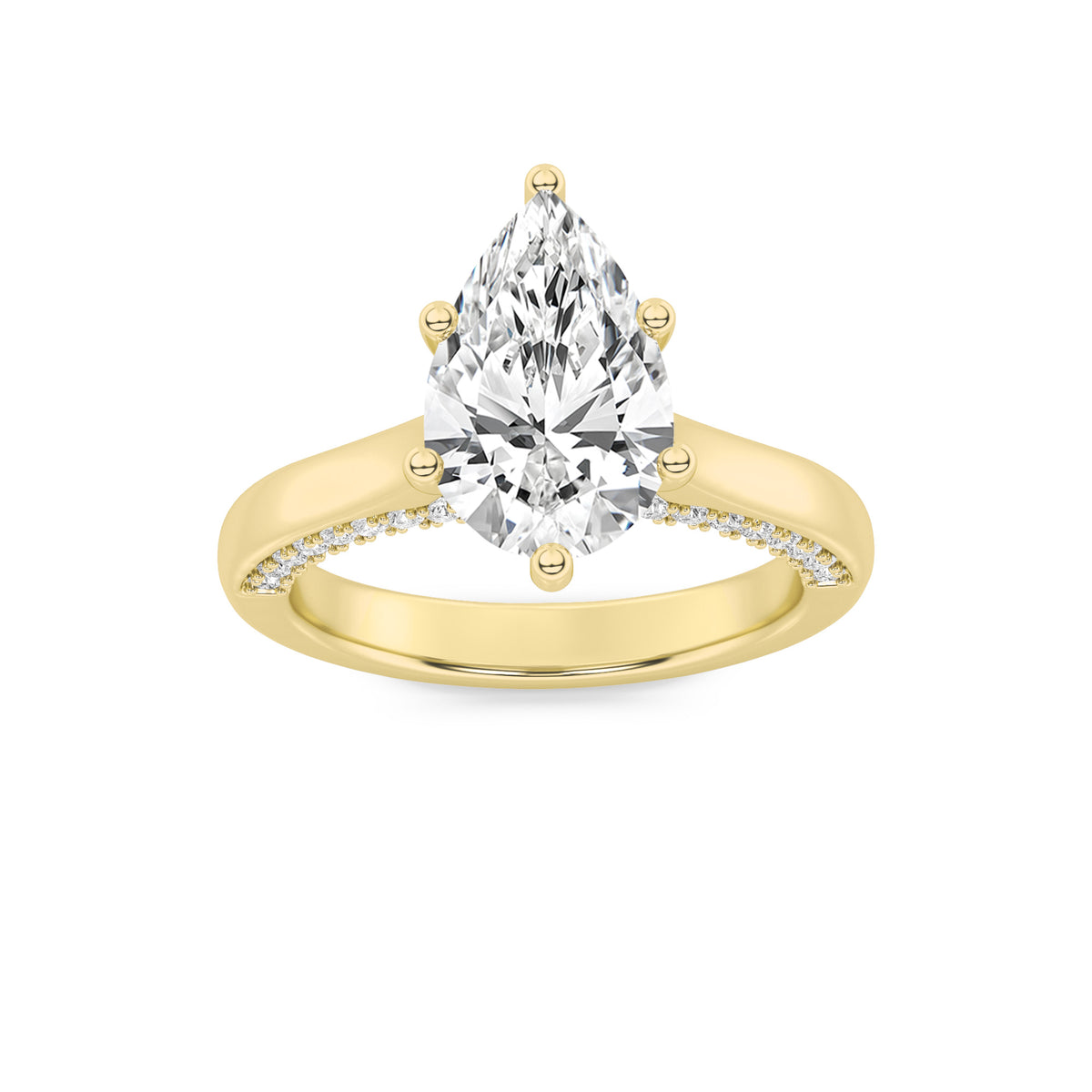 Lab Grown Diamond Tulip Motif Accented Engagement Ring