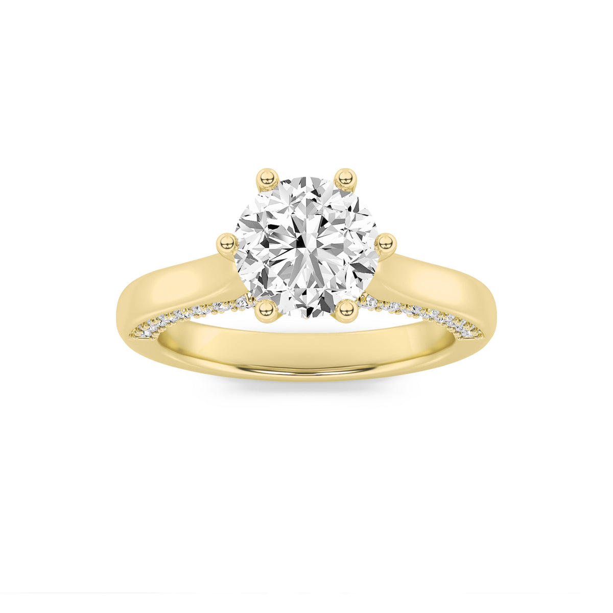 Lab Grown Diamond Tulip Motif Accented Engagement Ring