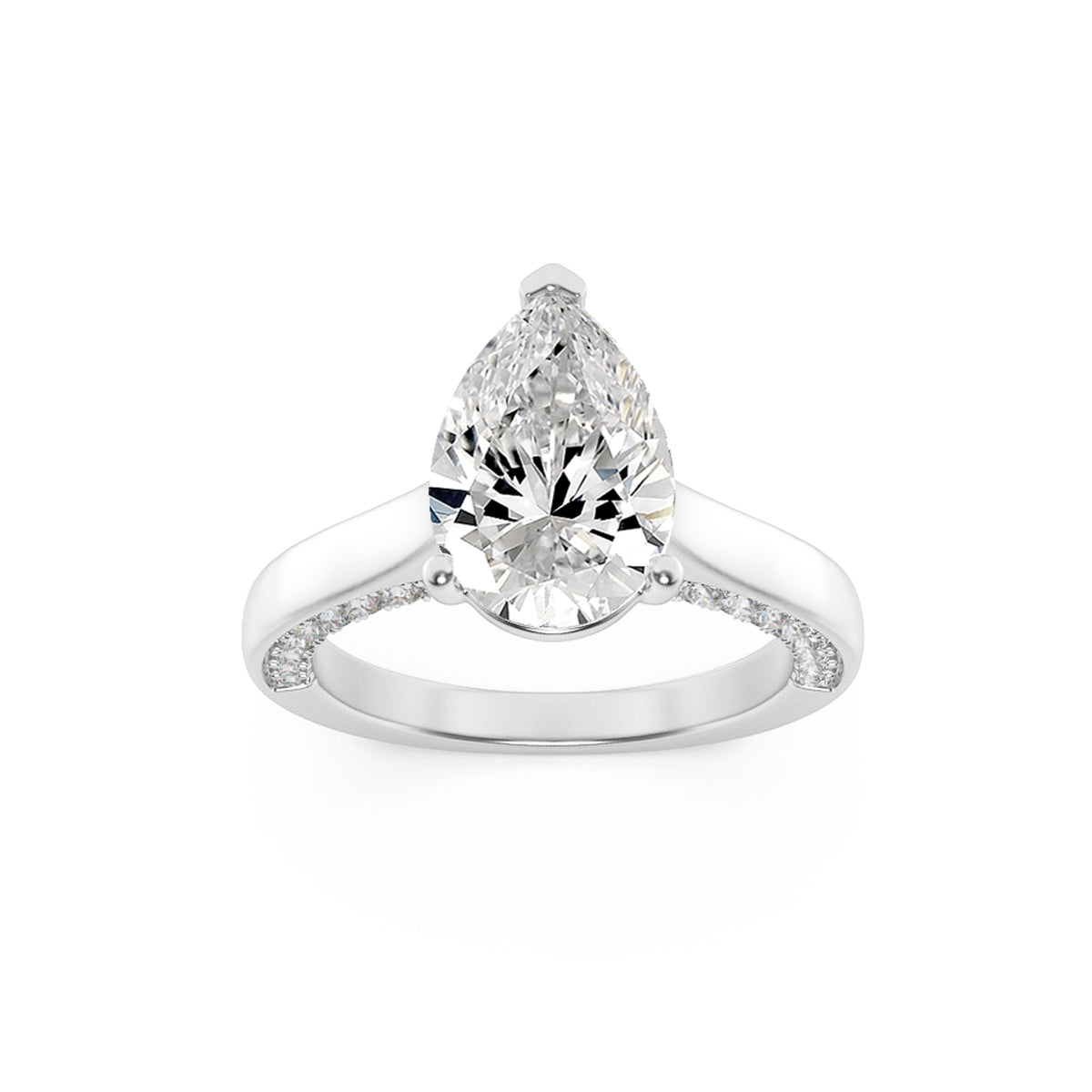 Lab Grown Diamond Accented Bridge Shank Engagement Ring