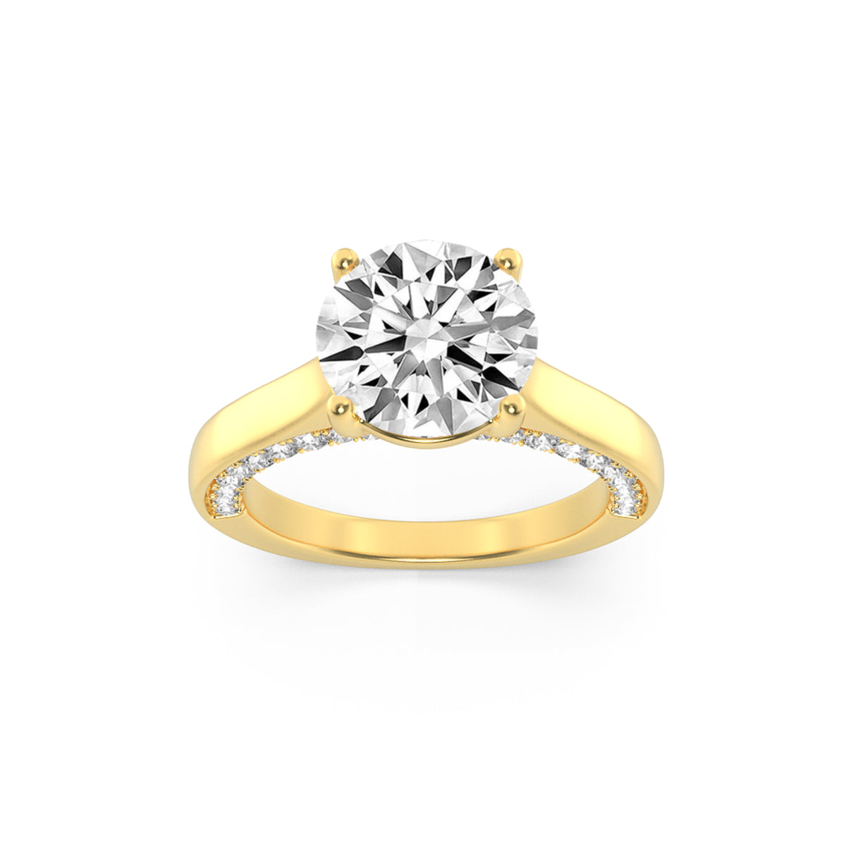 Lab Grown Diamond Accented Bridge Shank Engagement Ring