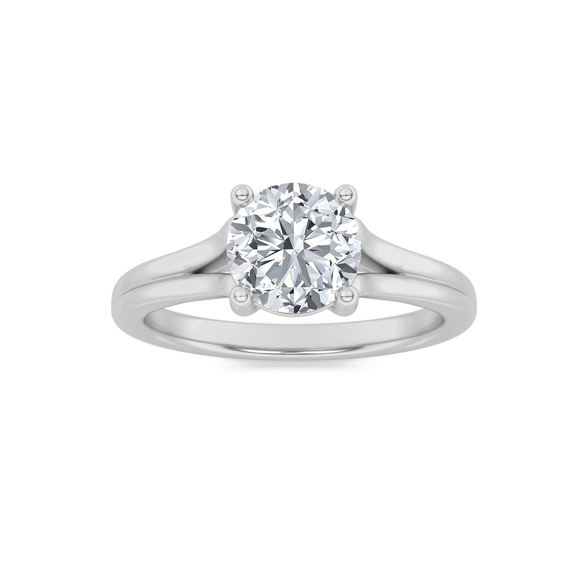 Round Shaped Lab Grown Diamond Split Shank Solitaire Engagement Ring