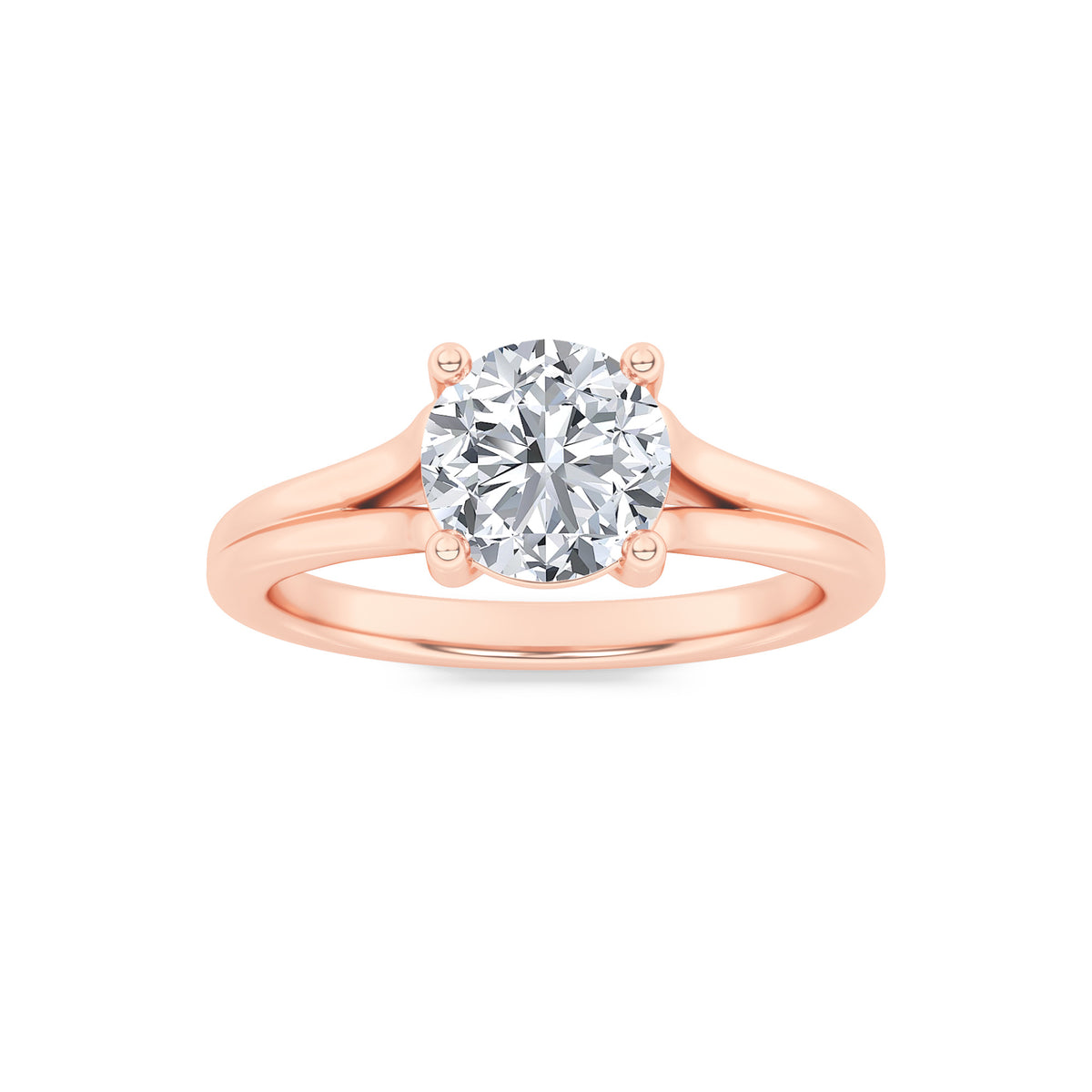 Round Shaped Lab Grown Diamond Split Shank Solitaire Engagement Ring